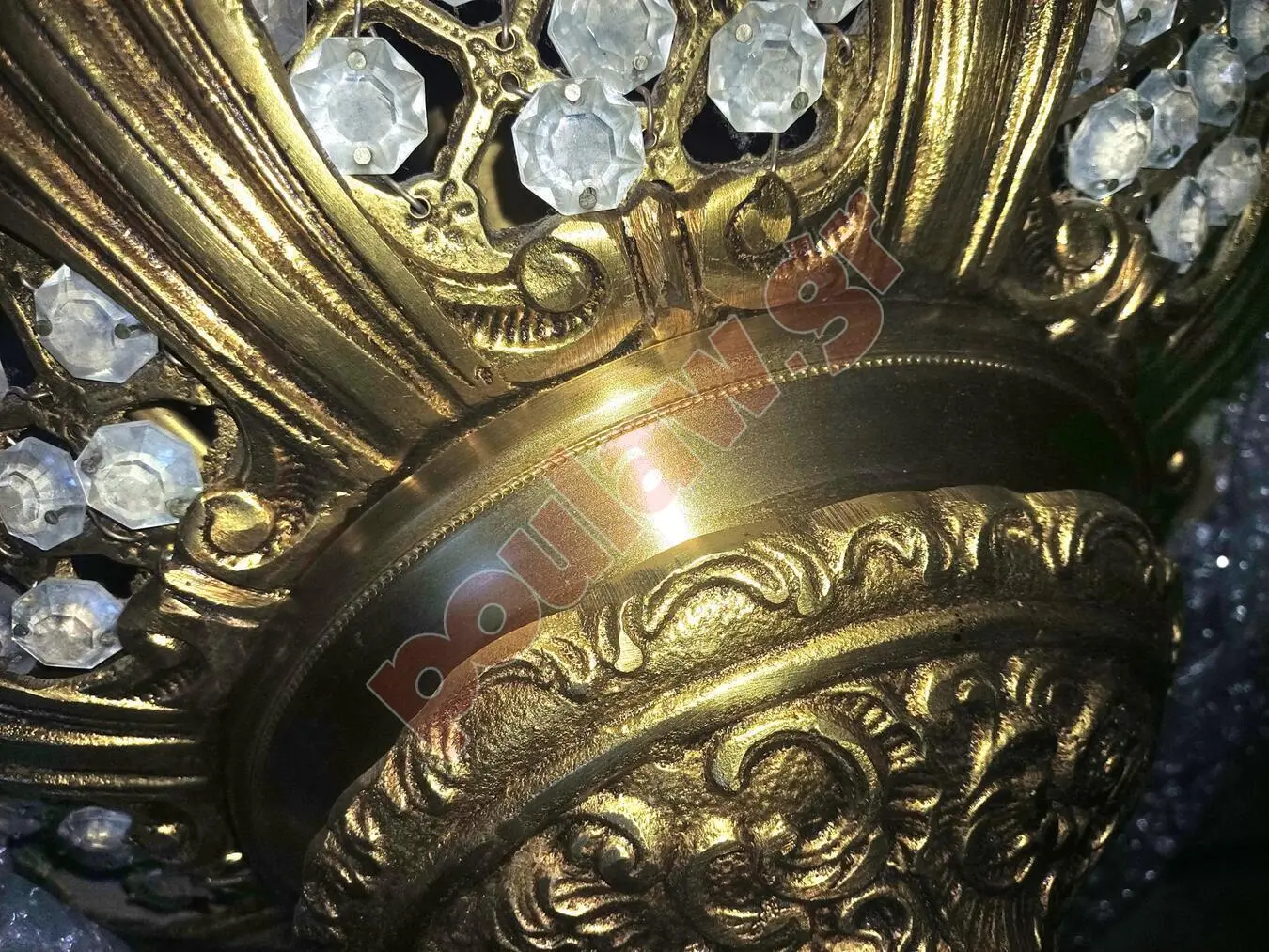 Φωτιστικά οροφής από μπρούντζο αυθεντικό και κρυσταλλάκια, σετ 2 τεμαχίων