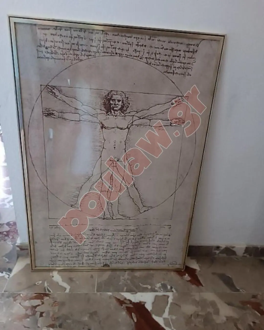 Ο άνθρωπος του Βιτρούβιου - Λεονάρντο ντα Βίντσι (1487) σε κορνίζα 70 x 100 εκ.