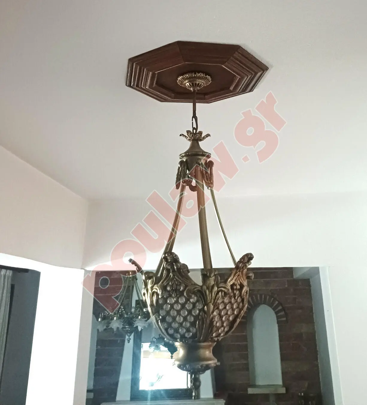 Φωτιστικά οροφής από μπρούντζο αυθεντικό και κρυσταλλάκια, σετ 2 τεμαχίων