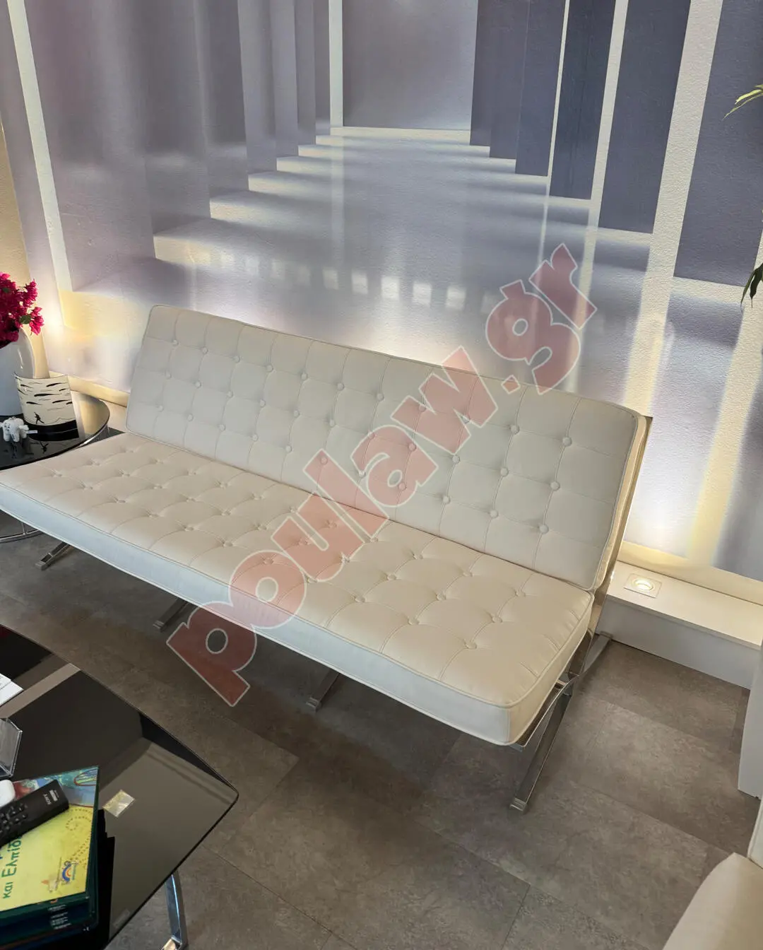 Καναπες τυπου Barcelona Λευκος