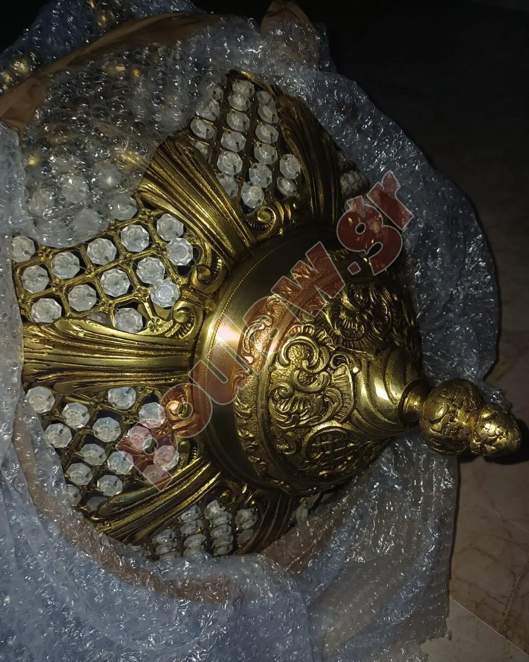 Φωτιστικά οροφής από μπρούντζο αυθεντικό και κρυσταλλάκια, σετ 2 τεμαχίων