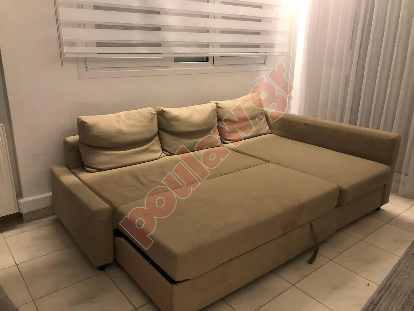 Γωνιακός καναπές-κρεβάτι με αποθήκευση