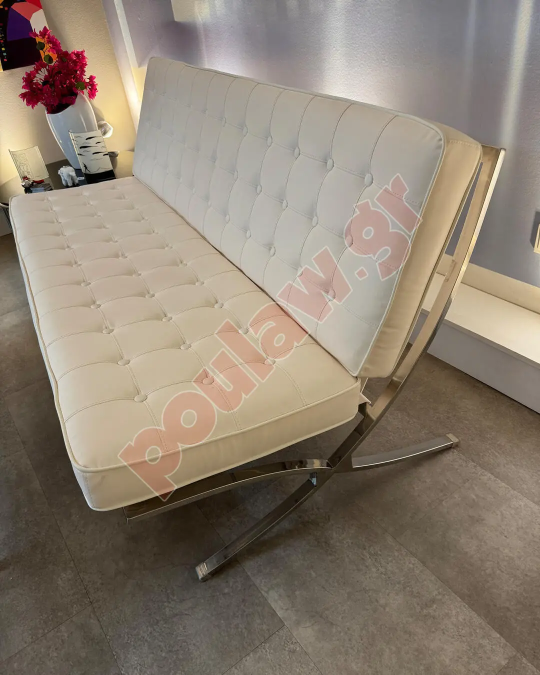 Καναπες τυπου Barcelona Λευκος